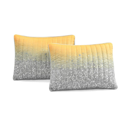 Glitter Ombre Metallic Print Quilt Set With Pillowcases