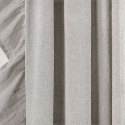 Faux Linen Ruffle Window Curtain Panel