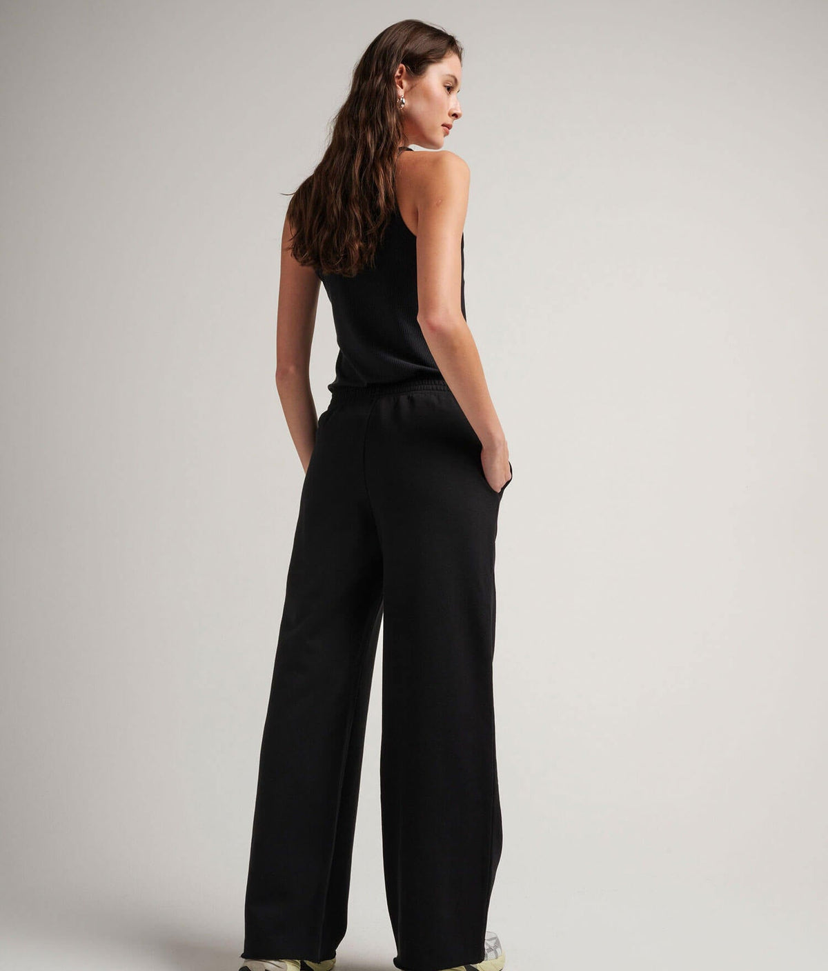 Womens Recycled Fleece Wide Leg Pant - Recycled Fleece - Black