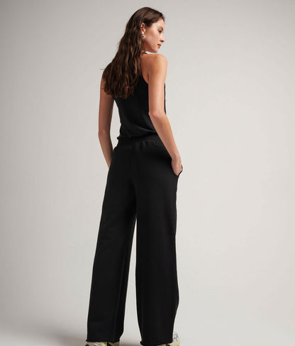 Womens Recycled Fleece Wide Leg Pant - Recycled Fleece - Black