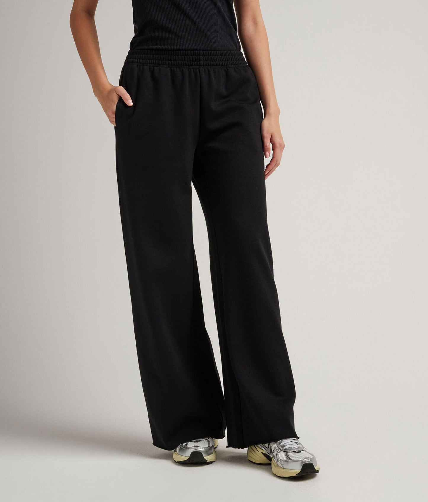 Womens Recycled Fleece Wide Leg Pant - Recycled Fleece - Black