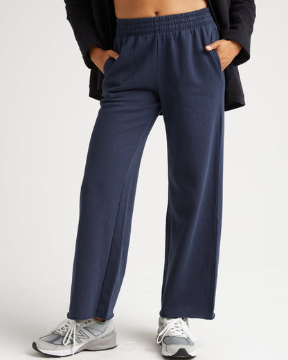 Womens Recycled Fleece Wide Leg Pant - Recycled Fleece - Blue Nights