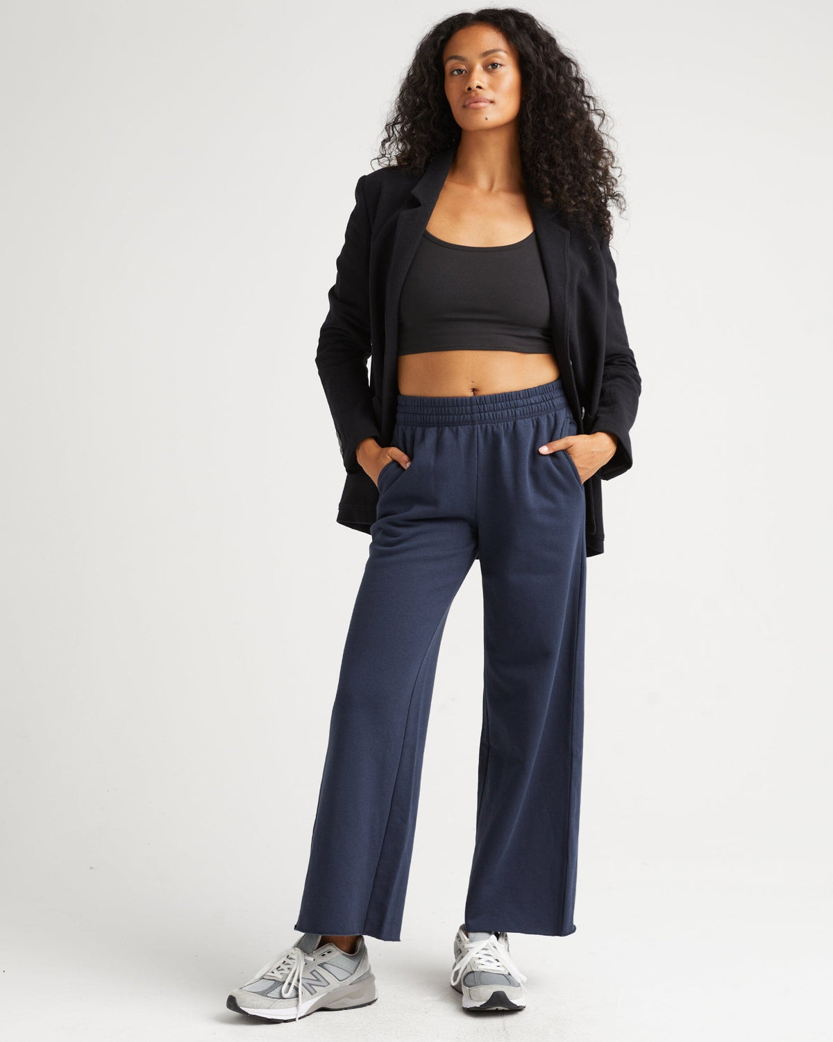 Womens Recycled Fleece Wide Leg Pant - Recycled Fleece - Blue Nights