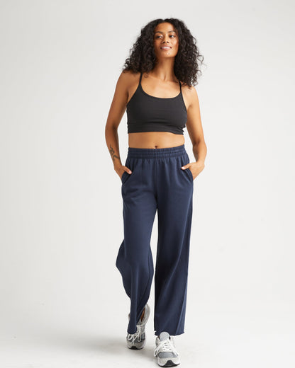 Womens Recycled Fleece Wide Leg Pant - Recycled Fleece - Blue Nights