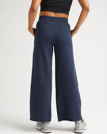 Womens Recycled Fleece Wide Leg Pant - Recycled Fleece - Blue Nights