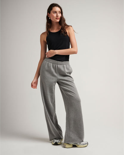 Womens Recycled Fleece Wide Leg Pant - Recycled Fleece - Heather Grey