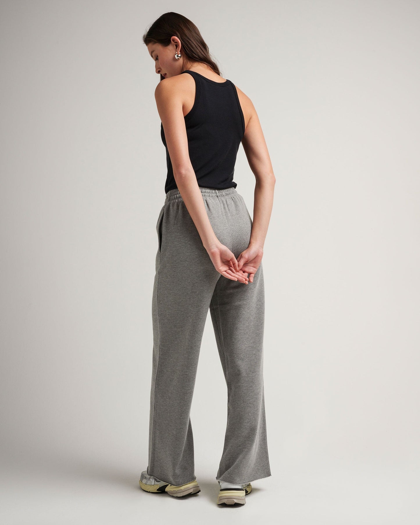 Womens Recycled Fleece Wide Leg Pant - Recycled Fleece - Heather Grey