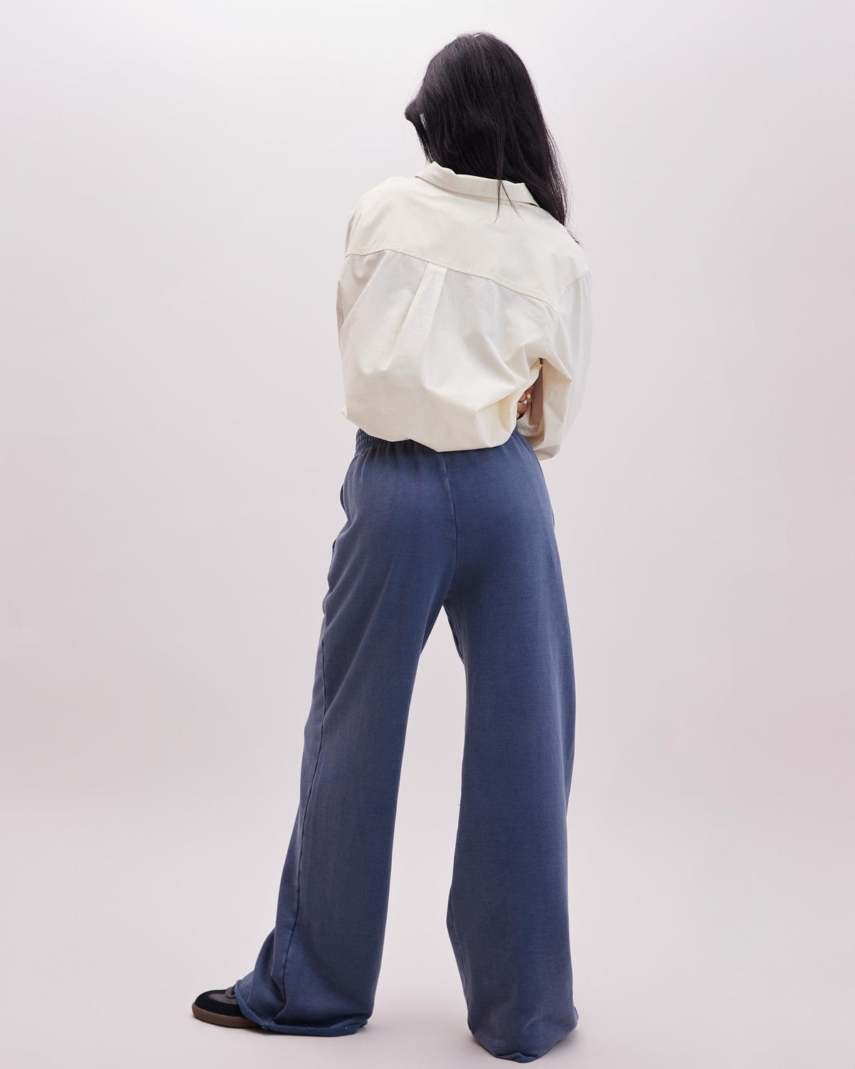 Womens Recycled Fleece Wide Leg Pant - Recycled Fleece - Mineral Blue