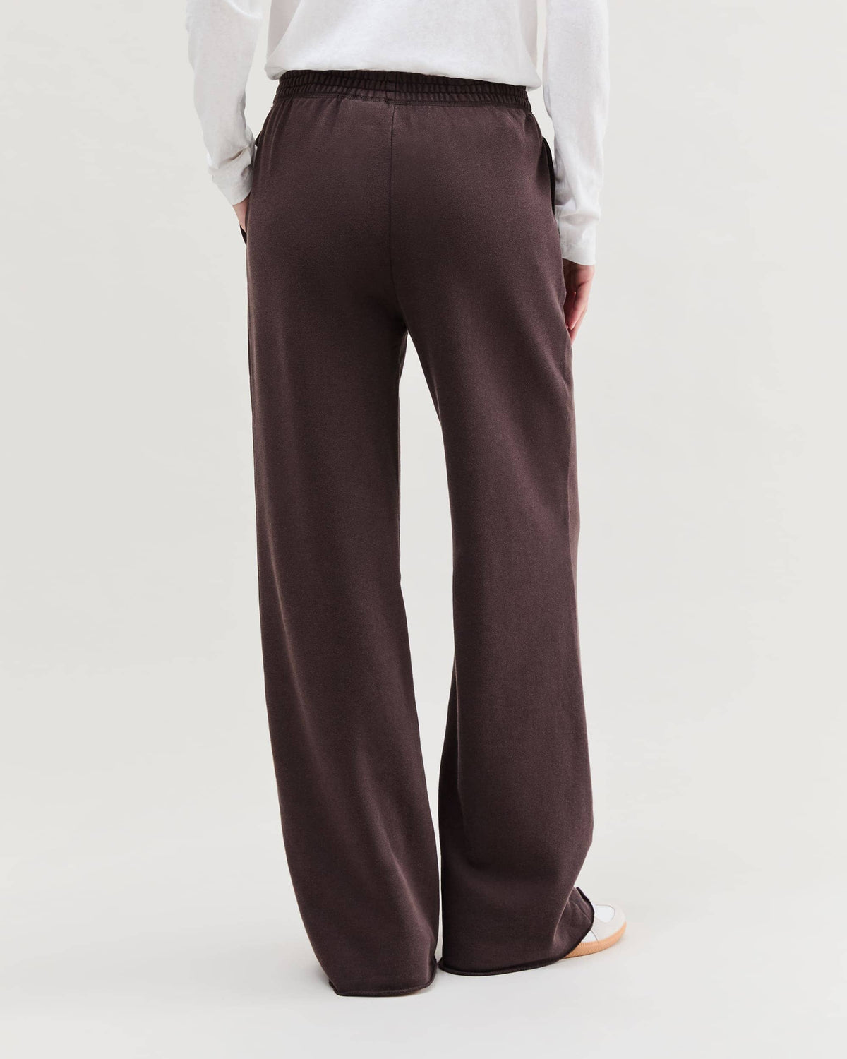 Womens Recycled Fleece Wide Leg Pant - Recycled Fleece - Mineral Ganache