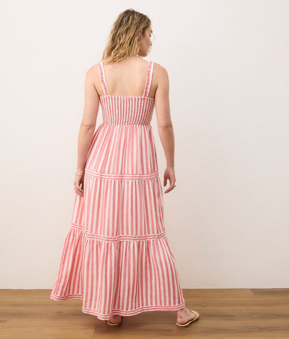 Selene Maxi Dress (Hibiscus/Sand Stripe)