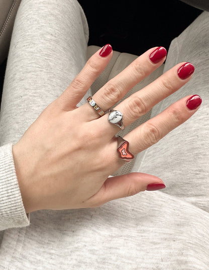 Elevated Faith Pink Enamel Silver Butterfly Ring