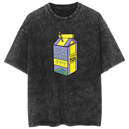 Juice Wrld Rapper Washed Vintage Short Sleeve Fan Memorial T-Shirt