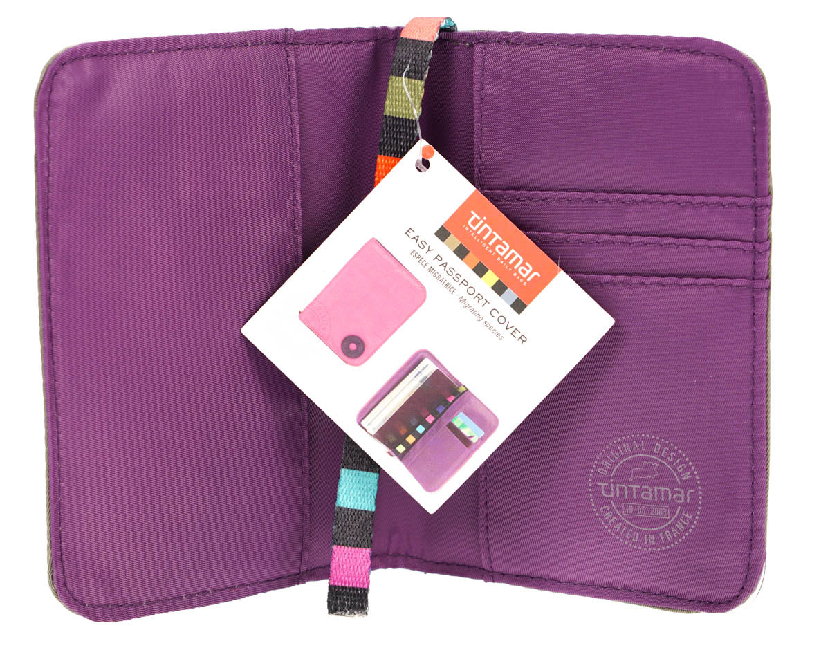 Tintamar Passport Holder Taupe & Purple