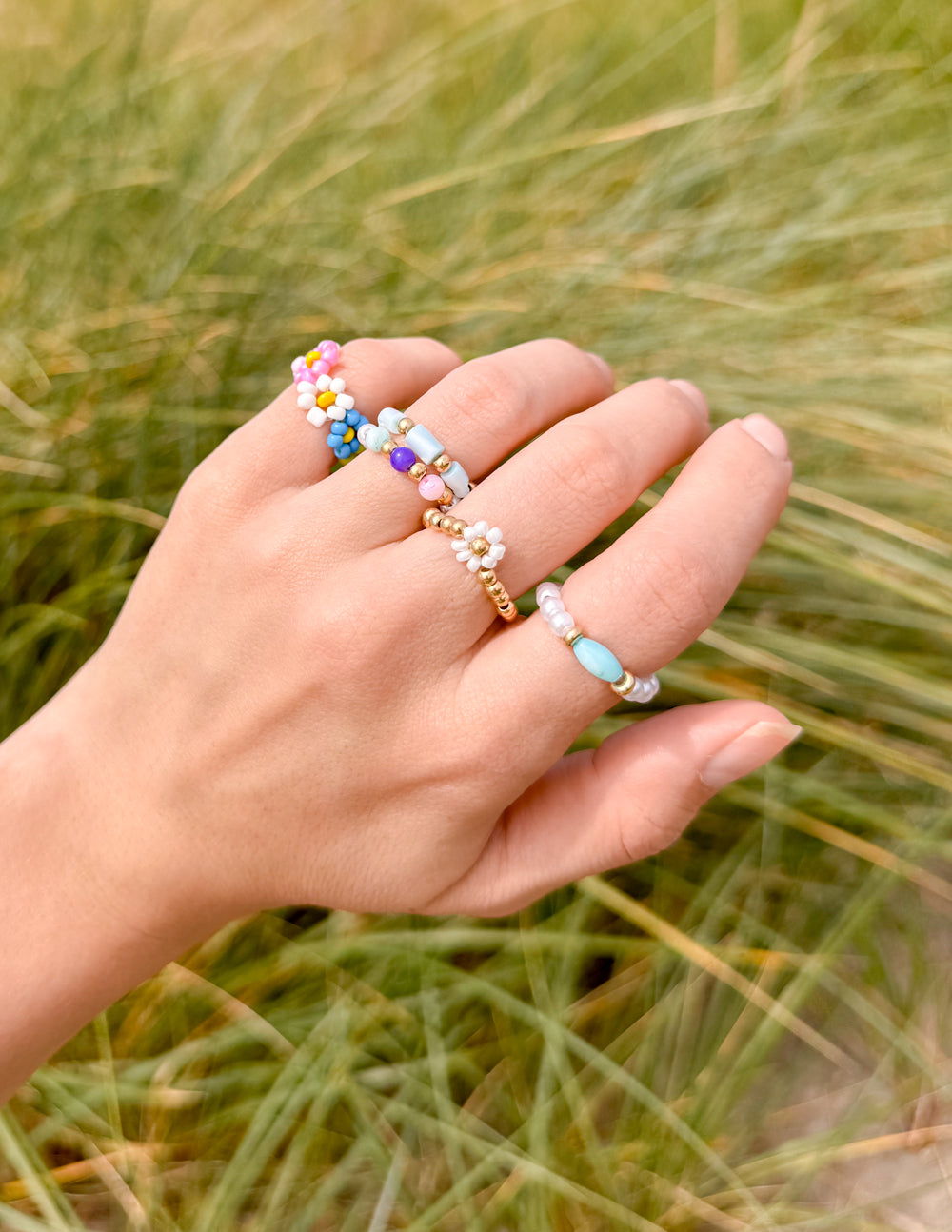 Elevated Faith Pastel Beaded Ring Set