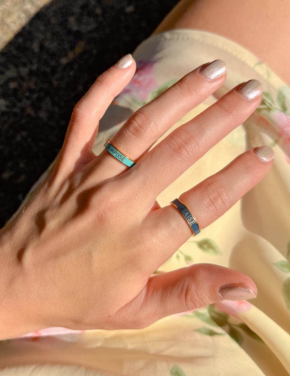 Elevated Faith Teal Enamel Purpose Ring