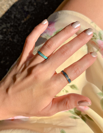 Elevated Faith Teal Enamel Purpose Ring