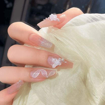 24-Piece Press On Nails Set – Fake Crystal Nails with Glue