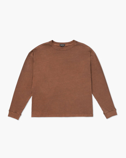 Mens Relaxed Long Sleeve Tee - Pigment Dye Jersey - Latte