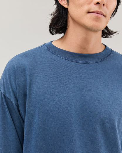 Mens Relaxed Long Sleeve Tee - Pigment Dye Jersey - Moonlit Ocean