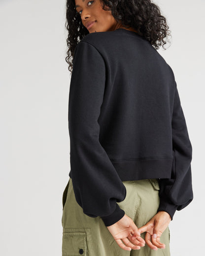 Womens Recycled Fleece Cropped Sweatshirt - Recycled Fleece - Black