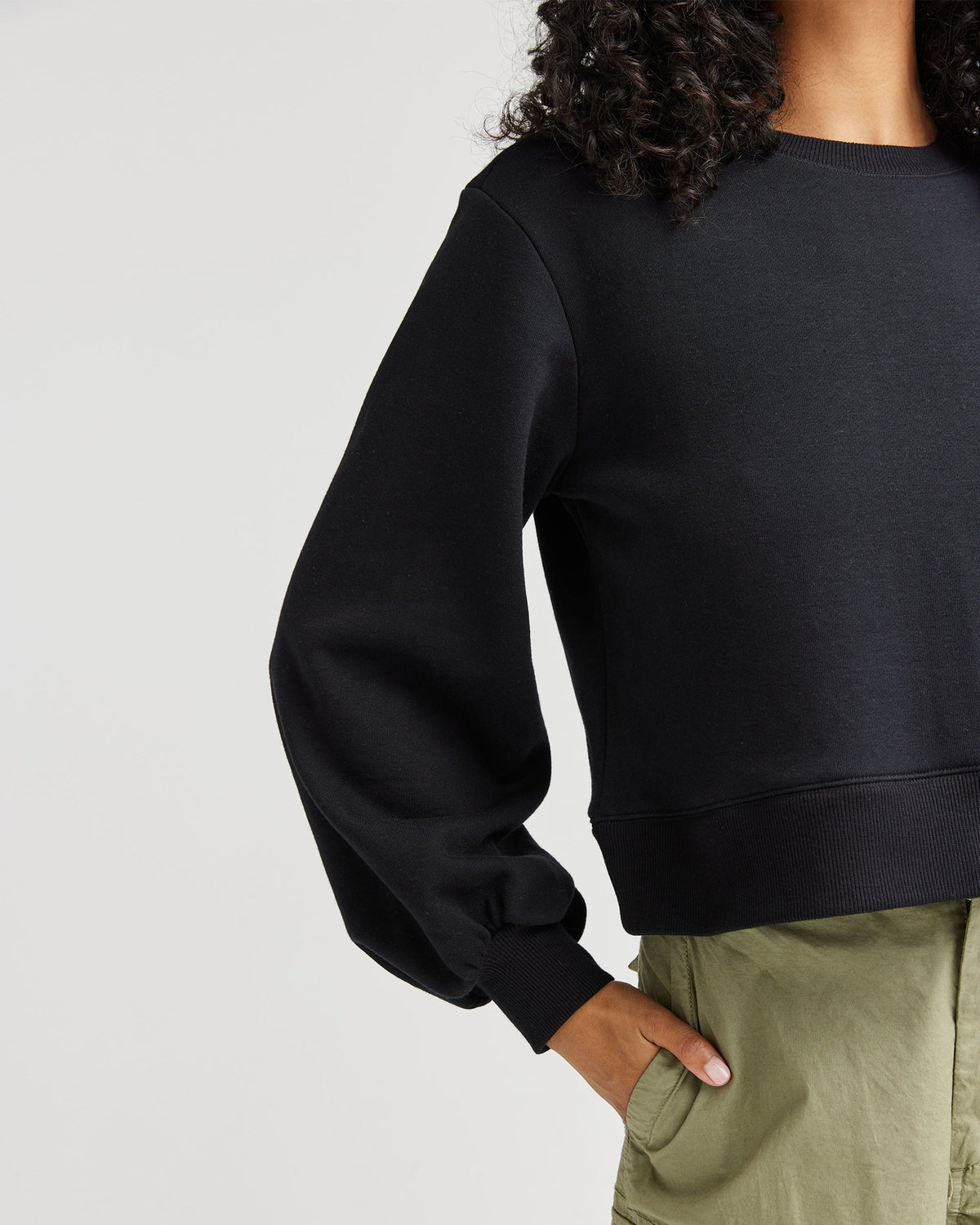 Womens Recycled Fleece Cropped Sweatshirt - Recycled Fleece - Black