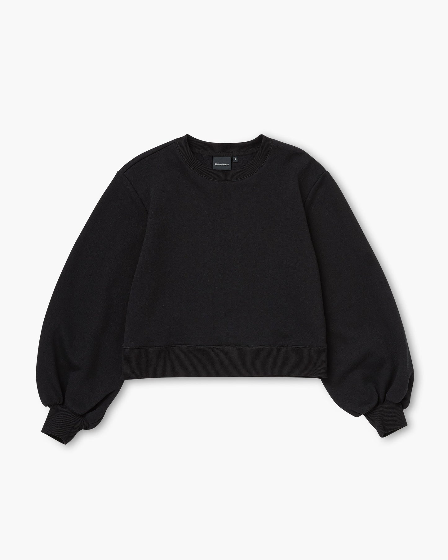 Womens Recycled Fleece Cropped Sweatshirt - Recycled Fleece - Black