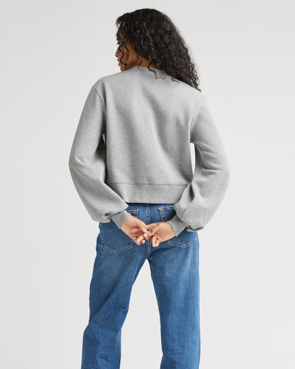 Womens Recycled Fleece Cropped Sweatshirt - Recycled Fleece - Heather Grey