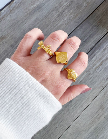 Elevated Faith Floral Signet Ring