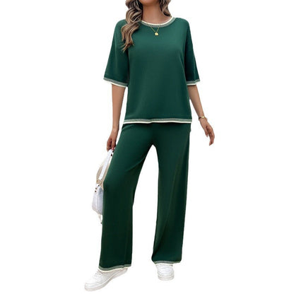 European and American Women’s Spring and Summer Casual Temperament Sweater and Pants Set