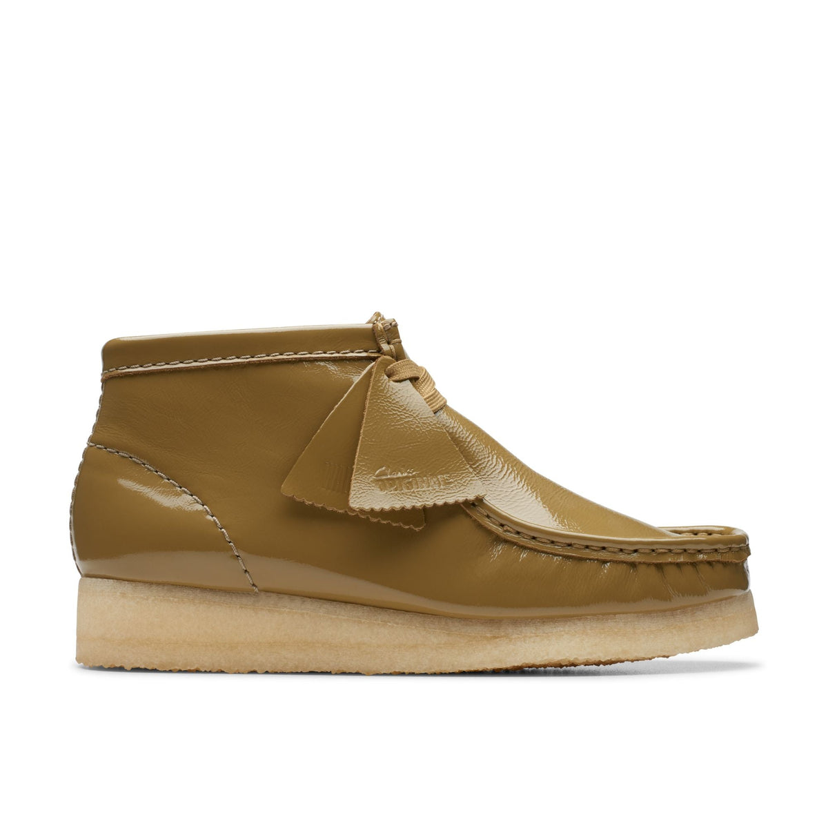 Clarks Women's Wallabee Boot Dark Olive Pat Booties