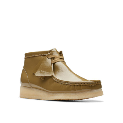 Clarks Women's Wallabee Boot Dark Olive Pat Booties