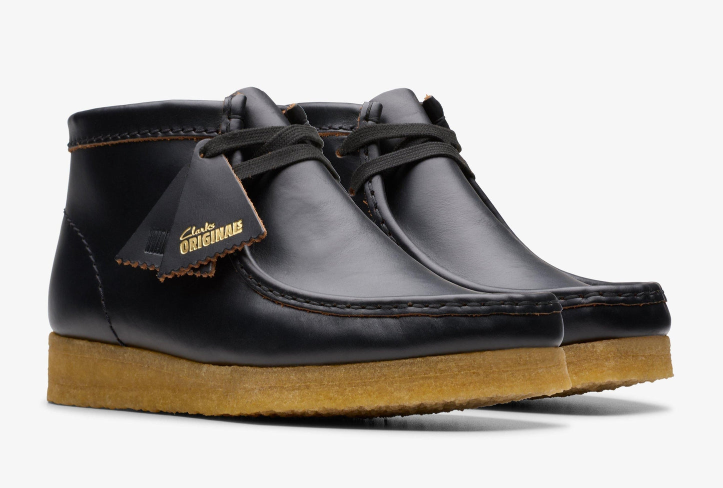 Clarks Women's Wallabee Boot Black Smooth Leather Booties