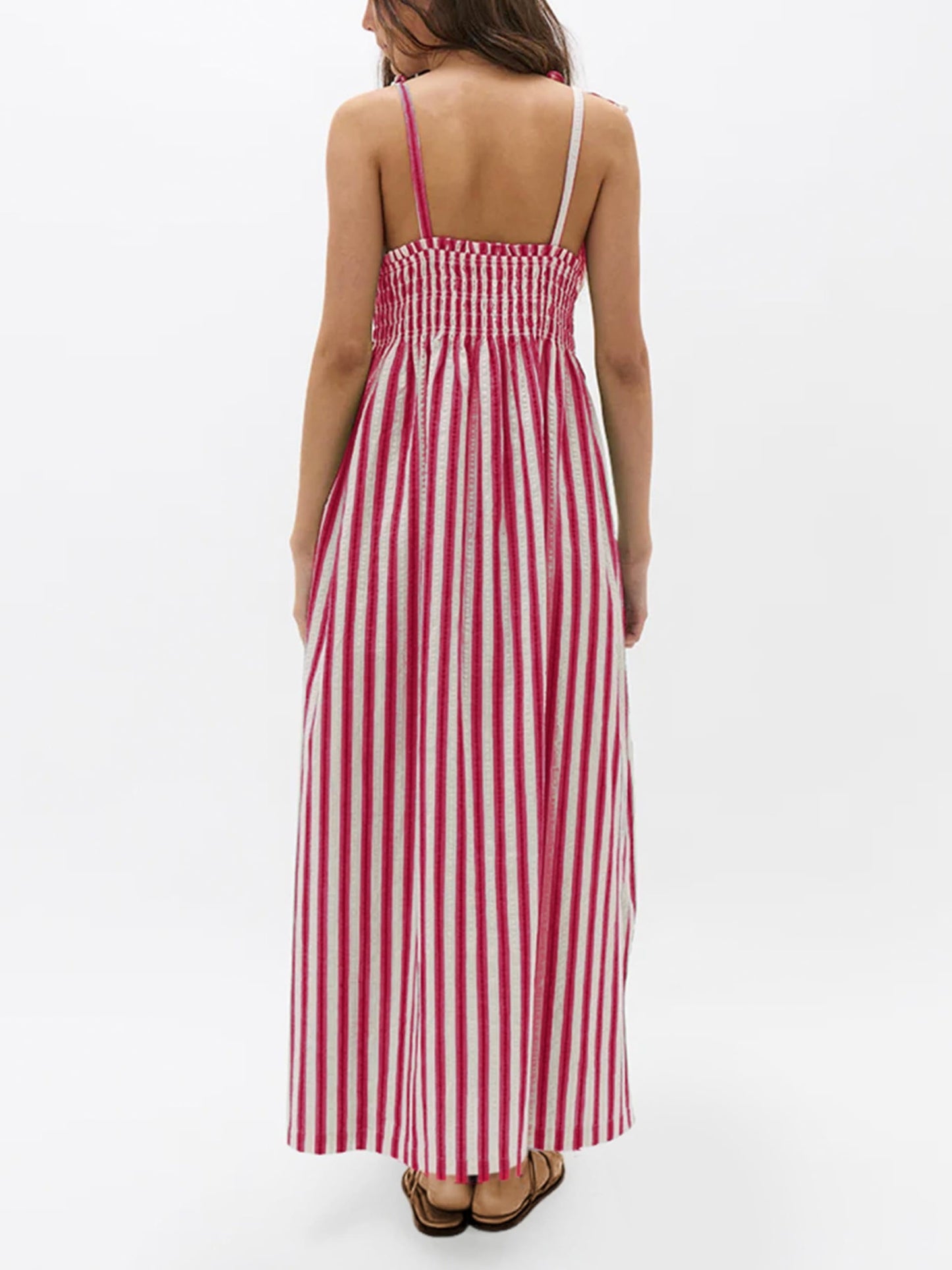 Women's Striped Smocked Maxi Dress