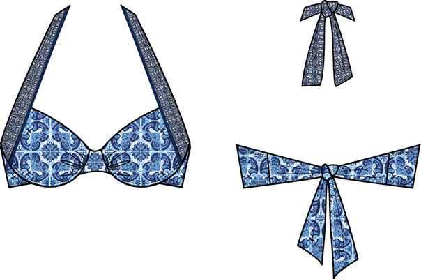 Tommy Bahama Terrazzo Tile Underwire Bikini Top - Palace Blue - FINAL SALE