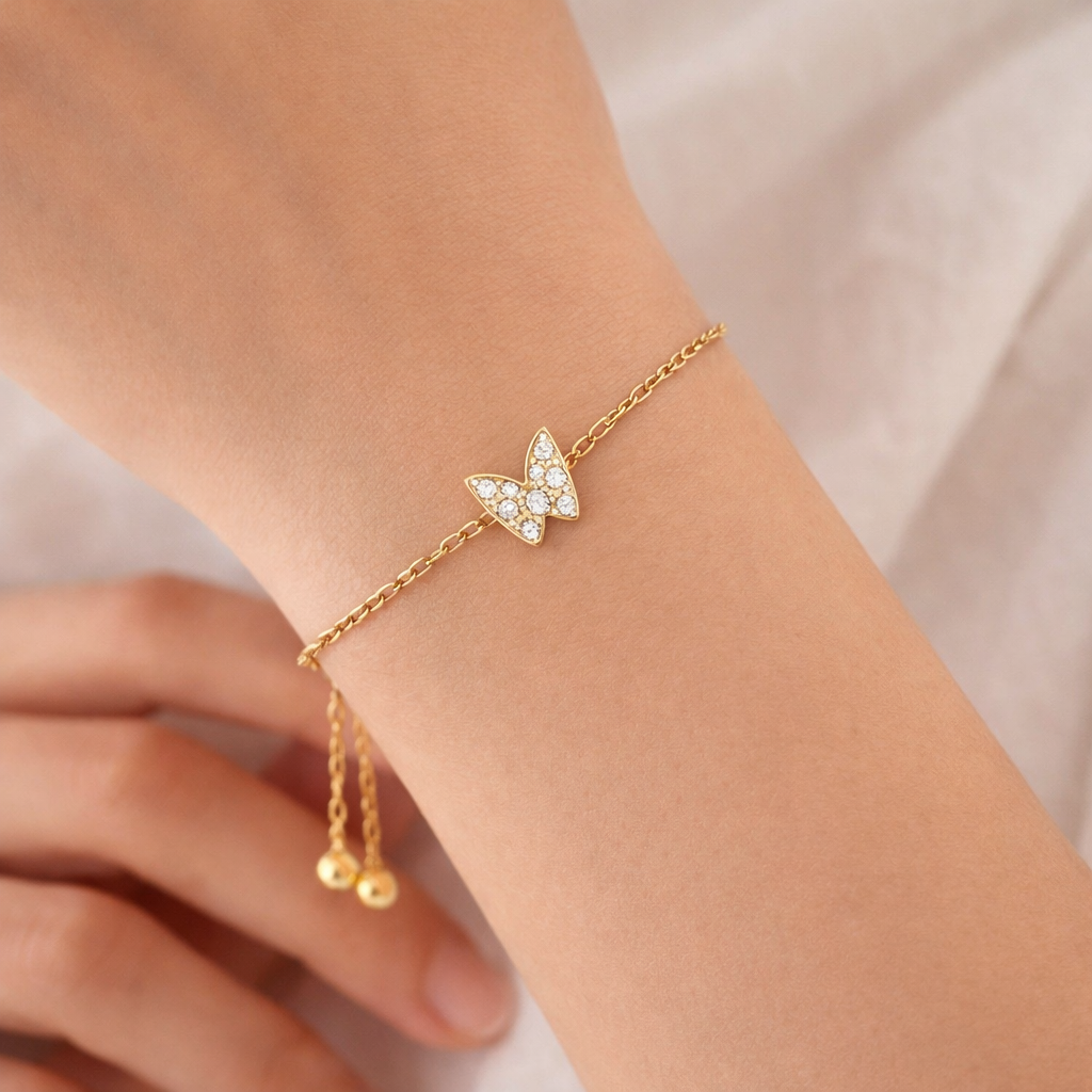 Gold-Tone Adjustable Butterfly Bracelet