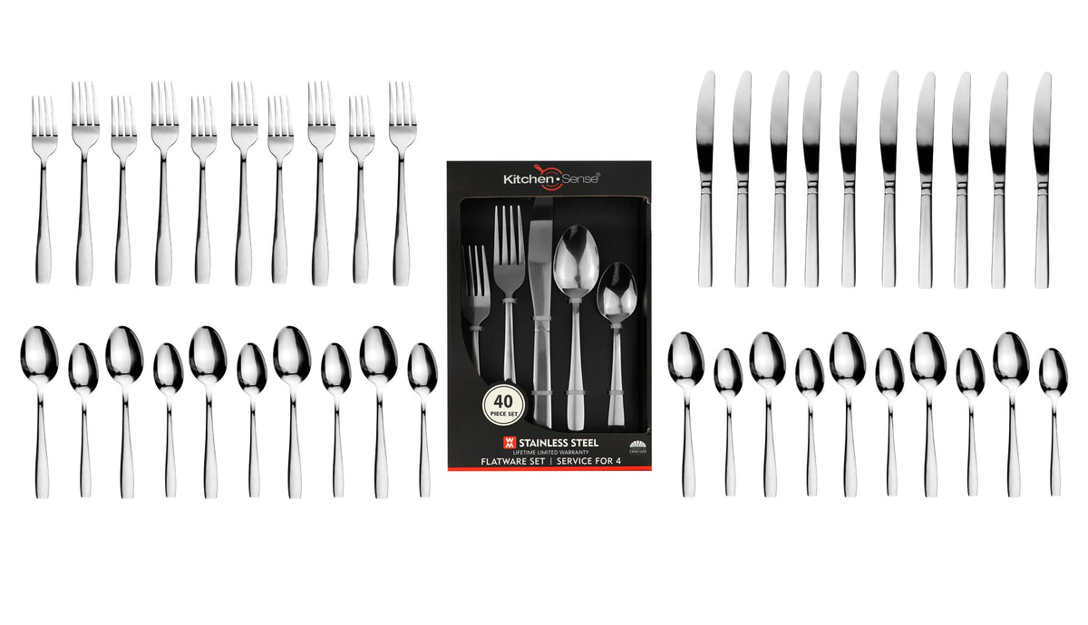 40 Piece Stainless Steel Silverware Set for 8