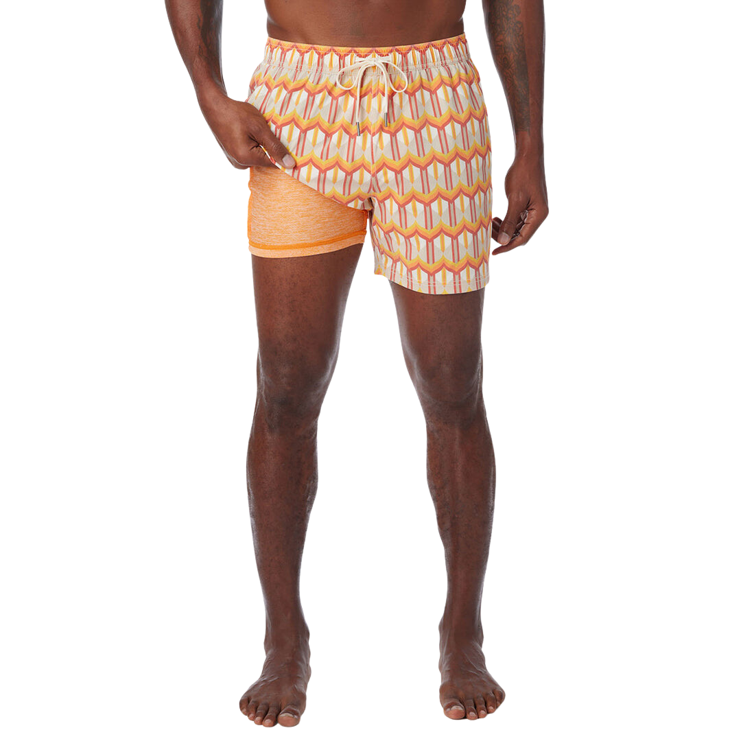 Fair Harbor The Bungalow Men's Swim Trunk Boardshort - Orange Birds of Paradise - FINAL SALE