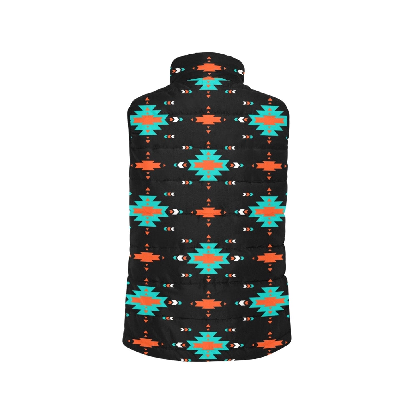 Baha Ranch Turquoise Orange Aztec Women's Western Puffy Vest