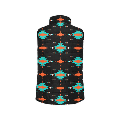 Baha Ranch Turquoise Orange Aztec Women's Western Puffy Vest