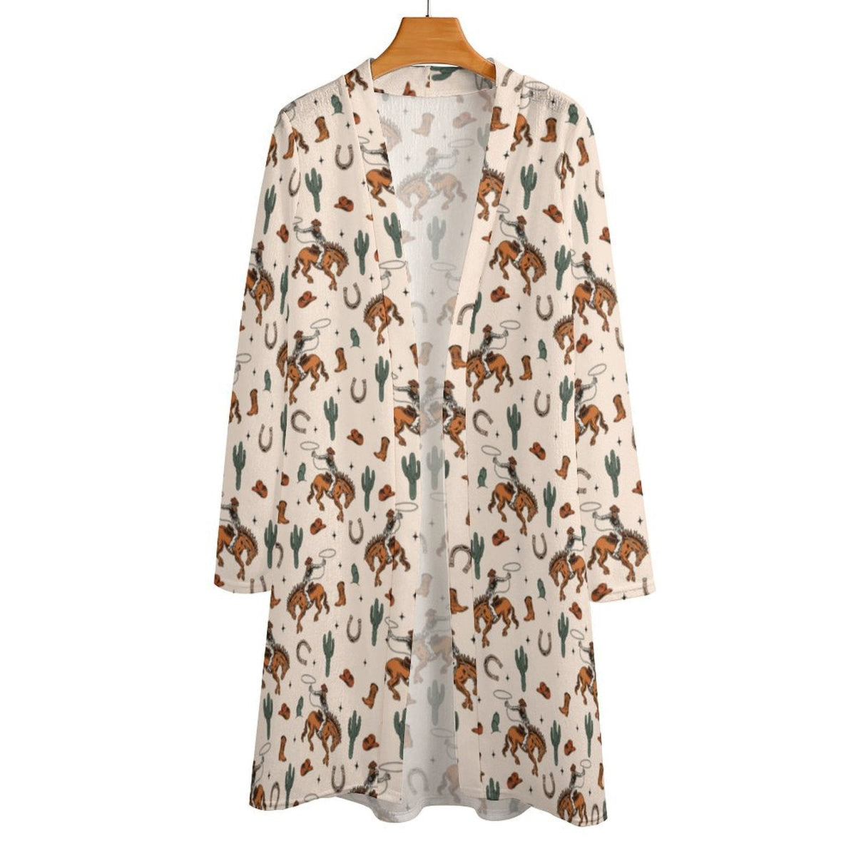 Baha Ranch Rodeo Cowboy Print Lightweight Cardigan