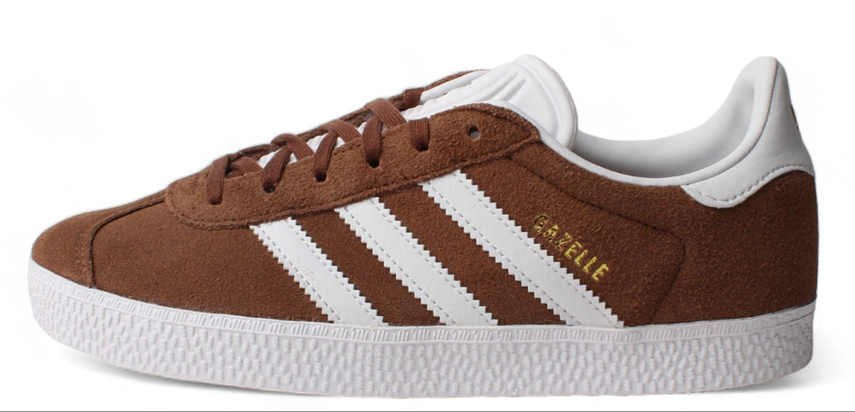 adidas Grade School Gazelle 'Preloved Brown Cloud White Gold Metallic Gs' Sneakers