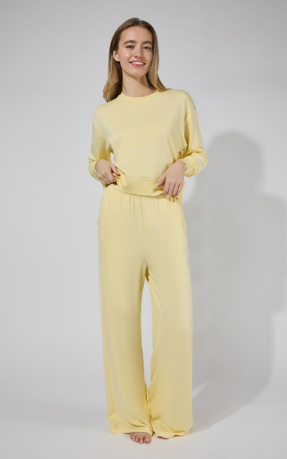 90 Degree by Reflex Modal Terry Crew Long Sleeve