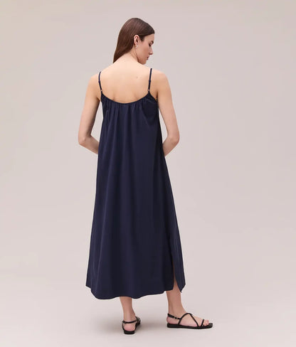 Womens Breezy Cotton Dress - Light Cotton Blend - Evening Blue