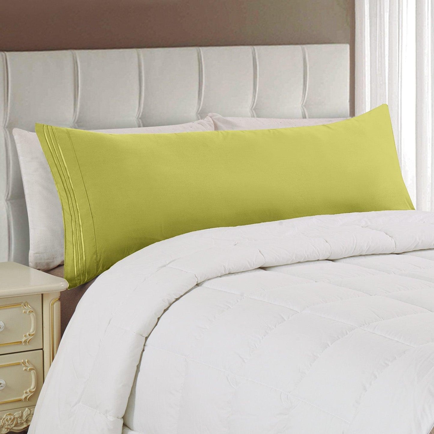 Elegant Comfort Body Pillowcase - 1 Piece - 3 Line Embroidery