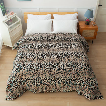 Elegant Comfort Leopard Printed Velour Fleece Blanket Animal Print Design - Velvety Feel