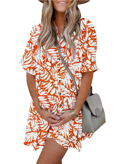 Women's Babydoll Button Down Mini Dress with Pockets