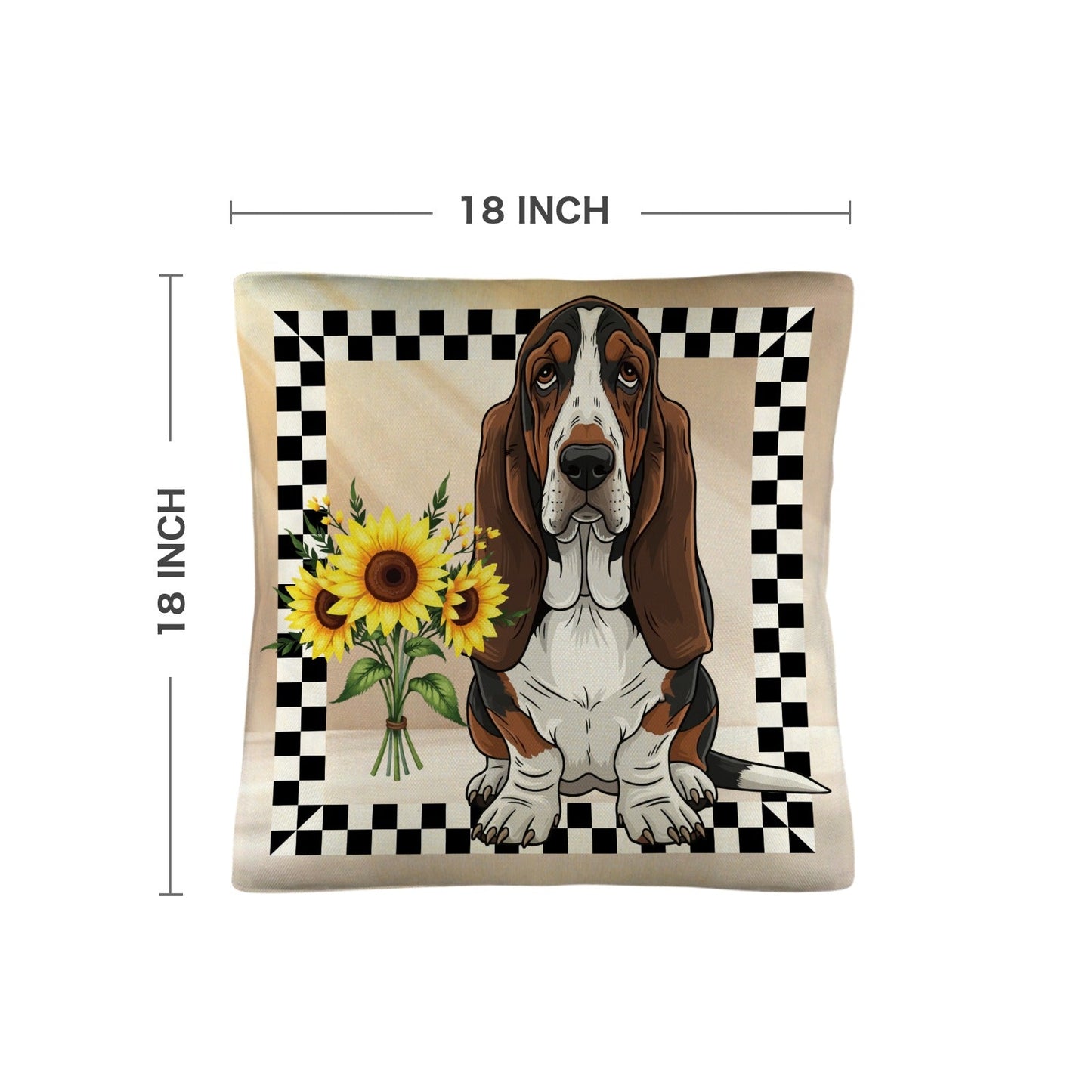 Basset Hound Throw Pillow Case Made in America