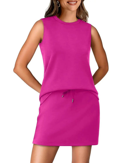 Two Piece Skirt Sets for Women Summer Vacation Outfits Tennis Skirt