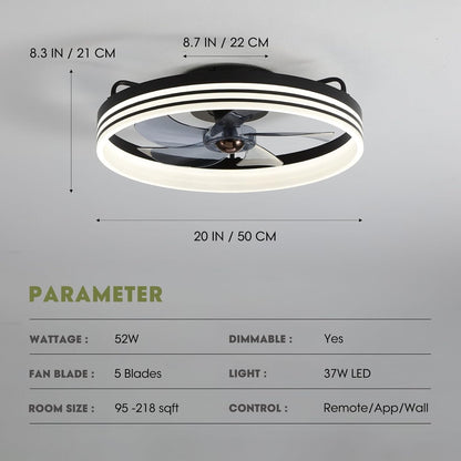 20 Inch Black Flush Mount Ceiling Fan With Lights And Remote by ShipItFurniture