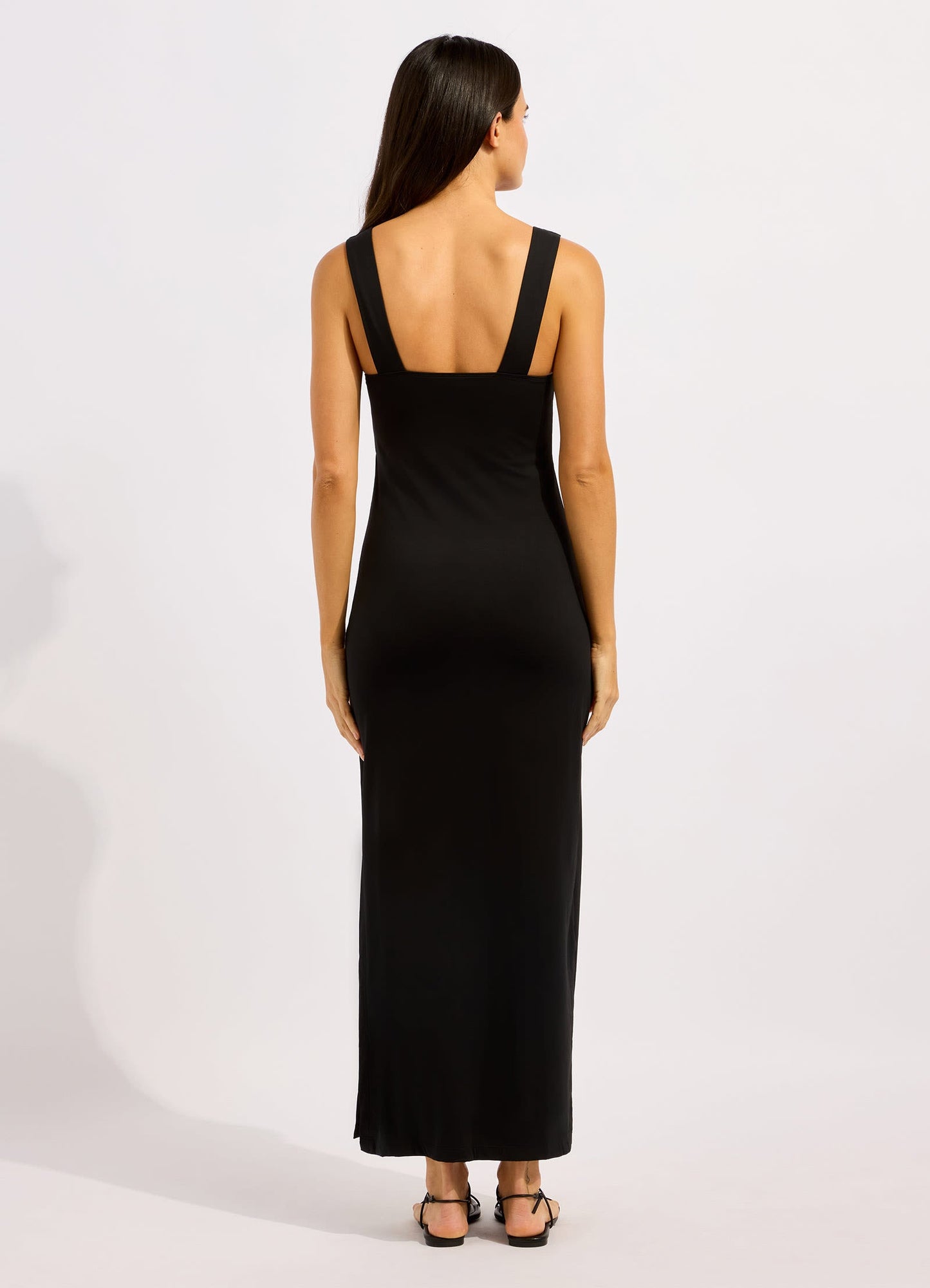 Beachedit Multi Fit Plunge Jersey Maxi Dress